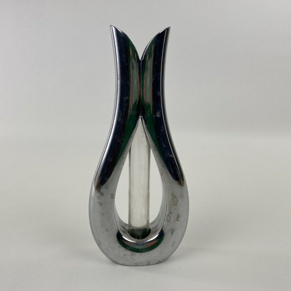 Nambé Accents Nambe Tulip Bud Vase With Glass Tube Steve Cozzolino